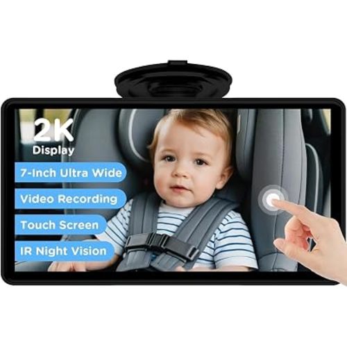7" Touchscreen Baby Car Mirror, Baby Car Camera HD 1440P, View Infant in Rear Facing Seat with 150°Wide Angle, Night Vision