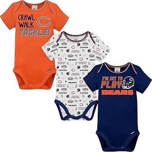 Gerber NFL unisex-baby Nfl Team 3 Pack Short Sleeve Onesie Bodysuit
