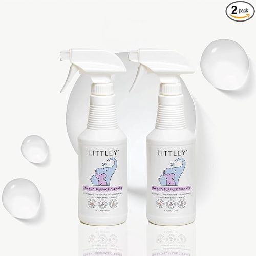Littley Toy & Surface Cleaner | 2 Pack | Alcohol-Free HOCl Spray for Baby Toys & High-Touch Surfaces | Fragrance-Free Formula | Gentle Cleaning for Everyday Messes | 16 oz