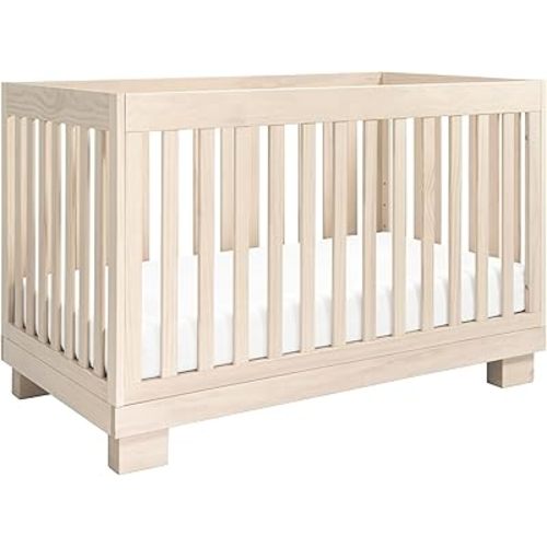 Babyletto Modo 3-in-1 Baby Crib Convertible to Toddler Bed & Daybed - Includes Toddler Conversion Kit - GREENGUARD Gold Certified - 100% Solid Wood Crib for Baby, 4 Adjustable Heights - Washed Natural