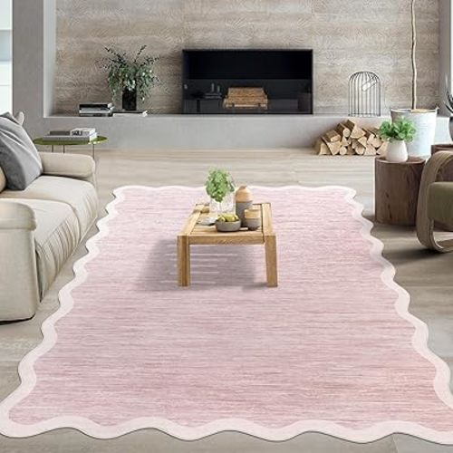 GarveeHome Scalloped Washable Rug 6x9 Area Rugs for Living Room Non Slip