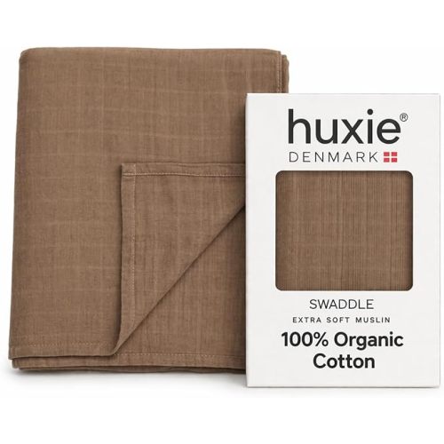 Huxie Muslin Baby Swaddle Blanket 100% Organic Cotton 47” x 47” (Natural)