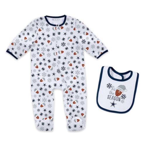 Infant & Newborn Dallas Cowboys WEAR by Erin Andrews Holiday Full-Zip Sleeper & Bib Set