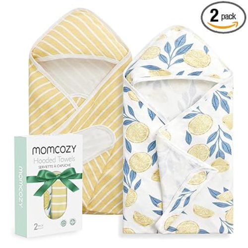 Momcozy Baby Towel with Hooded - Ultra Soft & Absorbent Large Bath Towel Set for Comfort & Gentle on Baby's Skin - Med Thick& Durable -Shower Gift & Bath Essential for Newborn, Infant, Toddler
