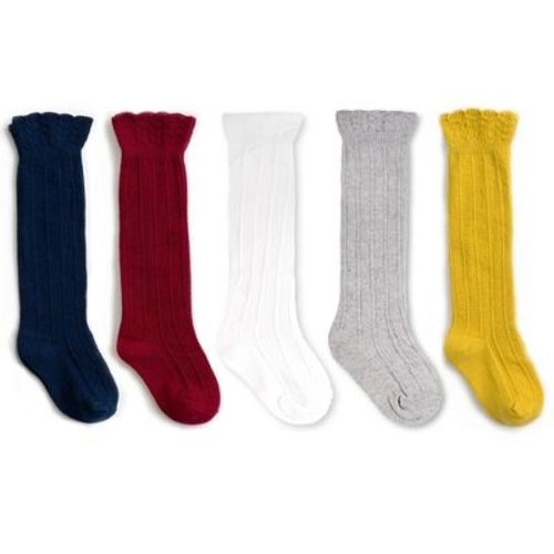 Cozyway Knee High Socks - 5 Pack Tube Ruffled Uniform Long Stockings