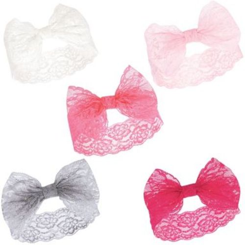 Hudson Baby Infant Girl Headbands 5pk, Pink White, 0-24 Months