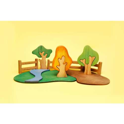 Wooden Tree Play Set: Handmade Montessori Landscape Toy