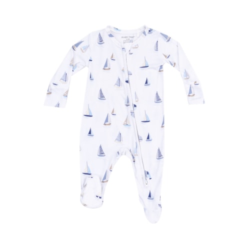 Angel Dear | 2-Way Zipper Footie | Sailboats | Blue | 0-3 Months