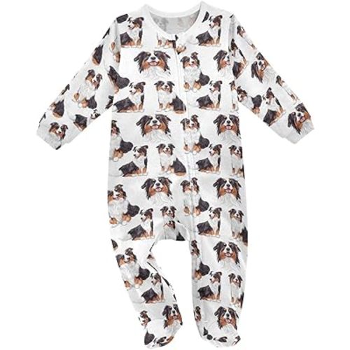 Baby One-Piece Footies Cartoon Acorns Leaves Sleeper Pjs Footed Bodysuit Rompers Zipper for Boys Girls 3M