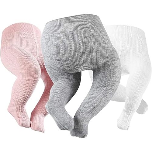 Petrass Baby Girls Cable Knitted Tights Infant Full-Footed Seamless Cotton Tights New-born Girls Seamless Leggings 3/4/5/6
