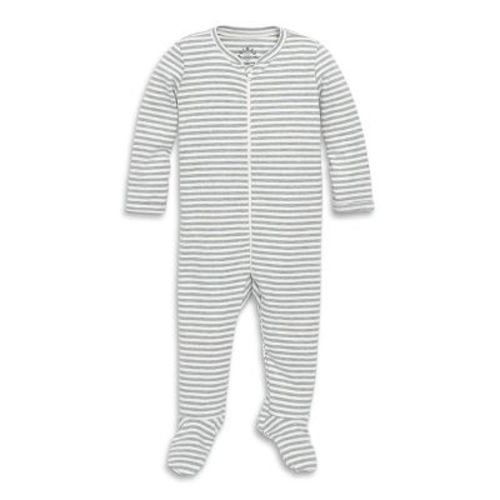 Primary Kids Baby Organic Zip Footie In Stripe