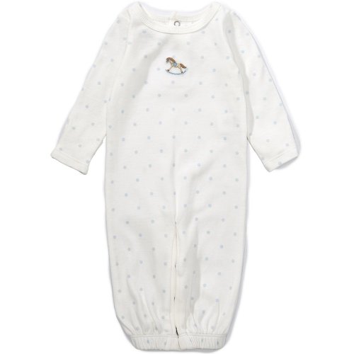 Mud Pie Baby Boys Cotton Long Sleeve Dot Rocking Horse Gown