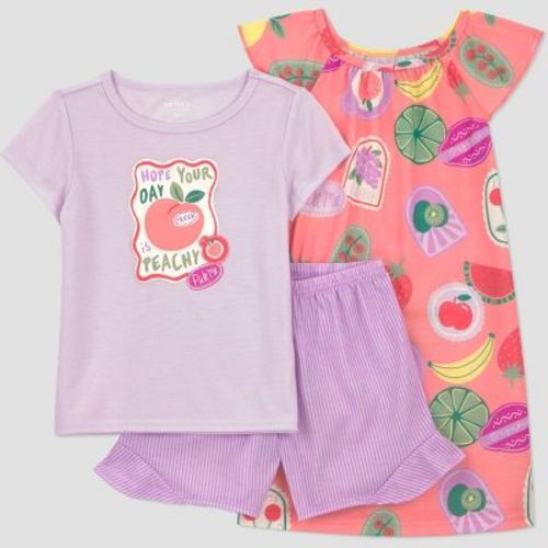 Carter's Just One You® Toddler Girls' Fruit Pajama Set with Gown 3pc - Pink 2T