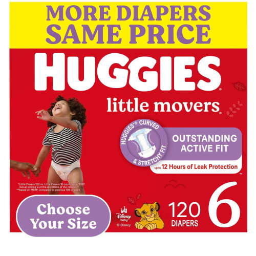 Huggies Little Movers Baby Diapers, Size 3-8