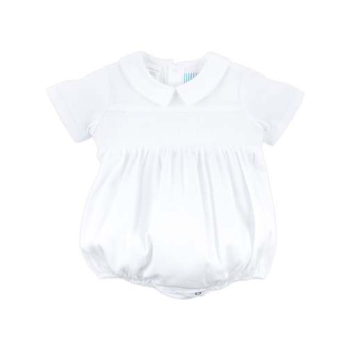 Dedication Cross Smocked Collared Boy Bubble