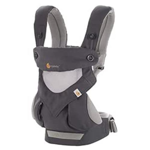 Ergobaby 360 All-Position Baby Carrier with Lumbar Support (12lbs - 45lbs) - Premium Cotton Toddler Carrier - Soft Air Mesh Fabric - Carbon Grey