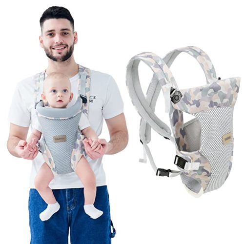 IULONEE Baby Carrier, Embrace Cozy 4-in-1 Infant Carrier Ergonomic Adjustable Holder Portable Convertible Front and Back Backpack Carry for Infants Toddlers Babies Girl and Boy 7-45 Pounds (Gray)
