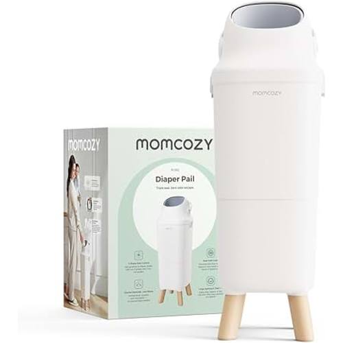 Amazon.com: Momcozy Diaper Pail, Triple-Seal Odor Control, Fits Standard Trash Bags | Wide Opening for One-Hand Disposal, 28.86-Inch Ergonomic Height, Large Capacity with Viewing Window and Childproof Lock