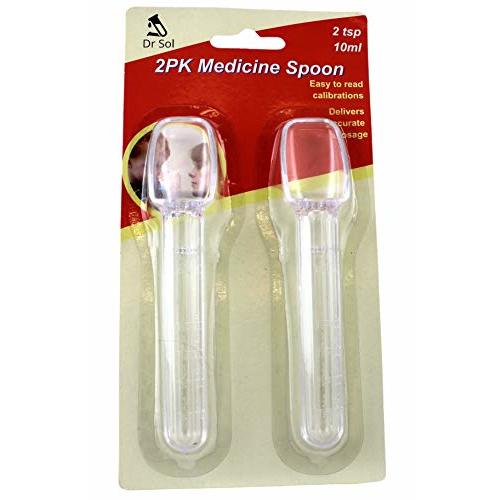 Dependable Industries 2 TSP (10ml) Calibrated Medicine Spoon Set 2 Pack BPA Free Easy to Read Calibrations Children Adults Seniors