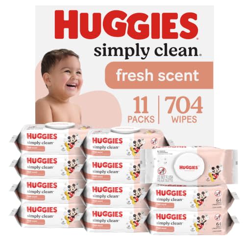 Huggies Simply Clean Fresh Scent Baby Wipes, 11 Flip-Top Packs (704 Wipes Total), Packaging May Vary