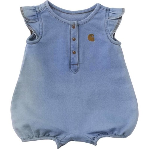 Girls' Short Sleeve Denim Henley Romper (Baby) | Carhartt