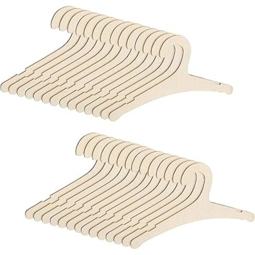 30 Pcs Wooden Baby Hangers, 9 x 4.7 Inch Baby Clothes Hangers Cute Non Slip Kids Wooden Hanger for Babies, Toddlers and Children's Coats, Dresses, Pants and Jackets (Wood Color)