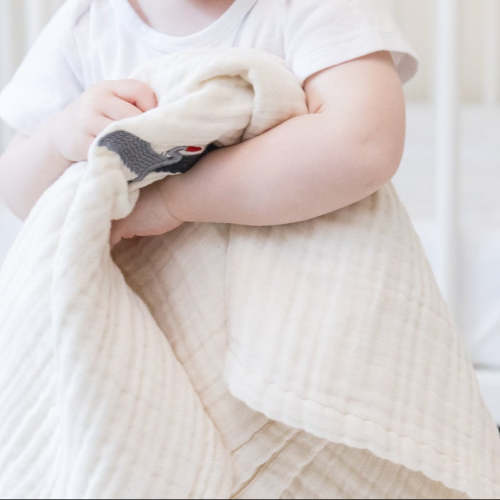 Organic Muslin All-Season Stork Blanket – Natural, Dye-Free