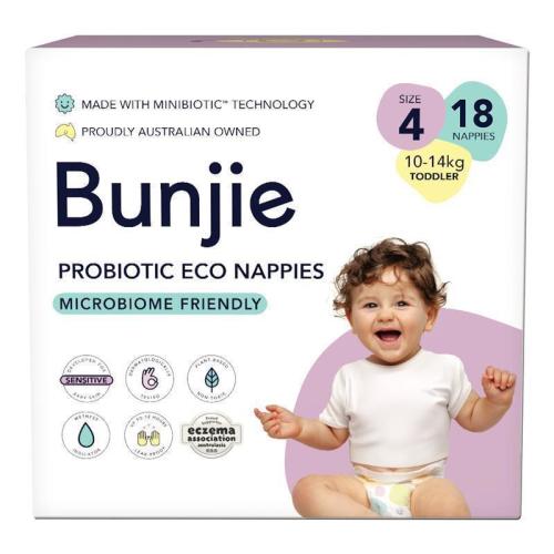 Buy Bunjie Probiotic Eco Nappies Size 4, 10-14kg, 18 Pack online at Chemist Warehouse