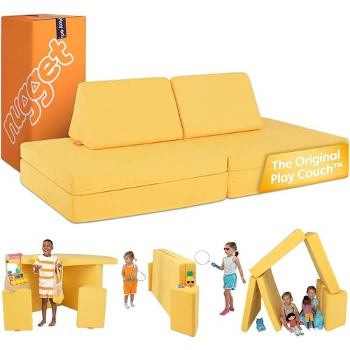 Nugget - The Original Play Couch for Kids - Modular Foam Children's Sofa for Playroom, Imagination, & Creative Open Ended Play - Washable & Convertible Playroom Furniture, Lemonade
