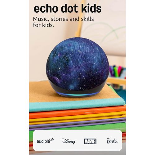 Amazon Echo Dot Kids (newest model), Smart speaker to enjoy age-appropriate audiobooks, sleep routines and Alexa+ experiences to create and learn, Stardust design