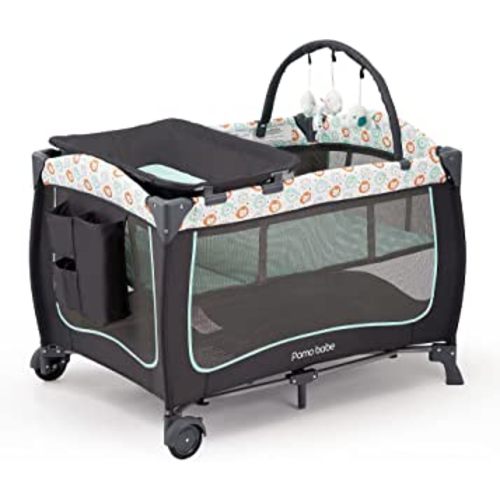 Pamo Babe Portable Crib for Baby Nursery Center Playard Baby Playpen Travel Crib Diaper Changer with Mattress