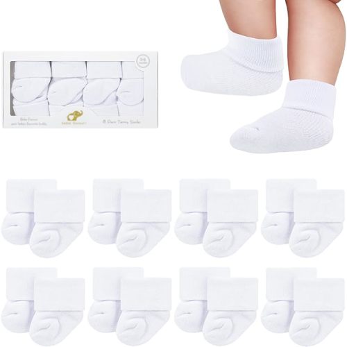 8 Pairs Newborn Socks Thick Cotton Terry Turn Cuff Baby Socks 0-6 Months Cute Gifts for Preemie Infant Girl Boy