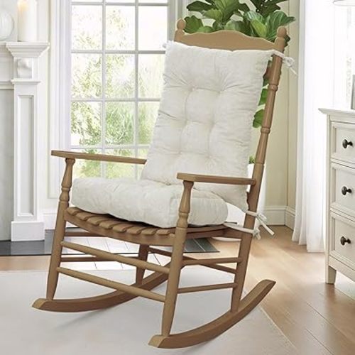 mudilun Rocking Chair Cushion Set - Non-Slip Tufted Rocking Chair Cushions with Ties Soft Indoor/Outdoor Wooden Rocking Chair Seat Pad for Porch Garden Cafe & Nursing