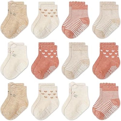 Organic Cotton GOTS Certified Newborn Socks 12 Pair - 6-12 Months – Soft and Comfortable Baby grip Socks, Premium Newborn Baby Socks, Gift for Little Boys