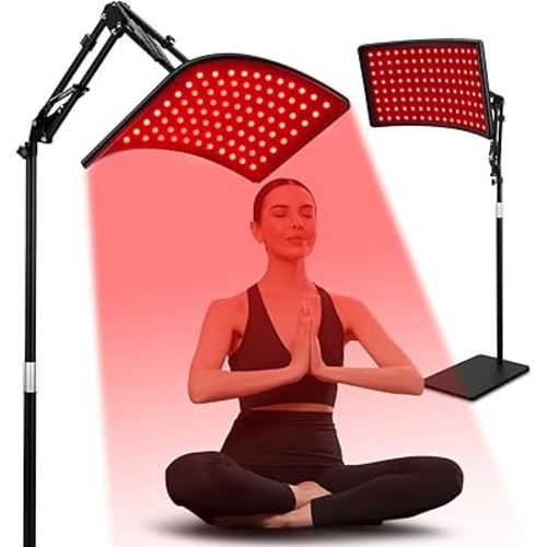 Red Light Therapy Lamp for Body, Infrared Light Therapy Lamps with Stand 660nm Red Light &850nm Near Infrared Light Therapy Lamp Device for Body at Home with Eyes Protection Goggles（Brown Black）