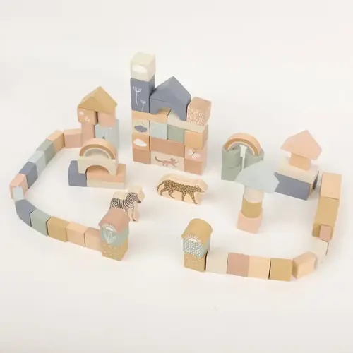 Wooden Building Blocks 70pc - Natural Wood Blocks