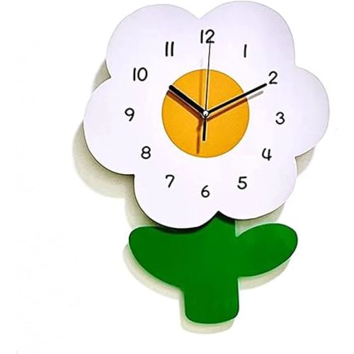 Wall Clocks for Kids, Flower Shaped Silent Wall Clock Cartoon Cute Home Decorative Fancy Hanging Clocks for Living Rooms, Offices, Cafes, 11.8 x 15.7inch