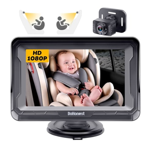 DoHonest Baby Car Camera HD 1080P - Rear-Facing Car Baby Monitor with Night Vision, Adjustable View Angle, Easy Setup, Anti-Glare Display, Safety for Kids & Infants