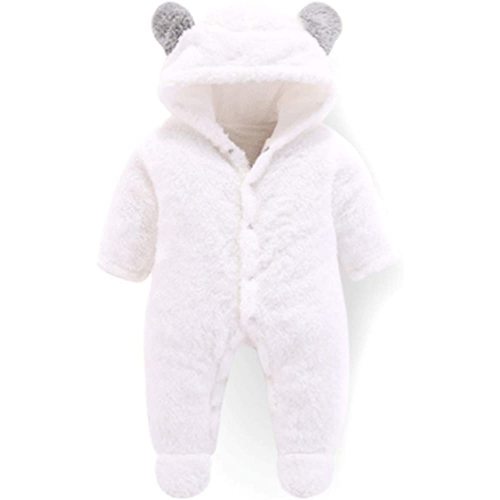 Camidy Newborn Baby Girl Boy Cute Bear Ear Warm Fleece Hooded Jumpsuit Romper Snowsuit