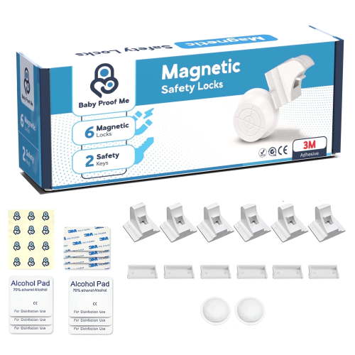 Baby Proof Me, Child Safety Locks, Magnetic with Keys, White, 8 Piece