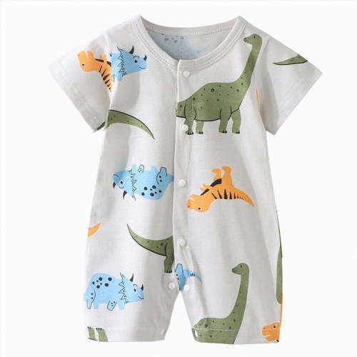 HCNTES Newborn Infant Baby Unisex Short Sleeve One-Piece Romper Toddler Children Breathable Pajamas Nighty Loungewear for Spring Summer(L01-AG,0-6 Months)
