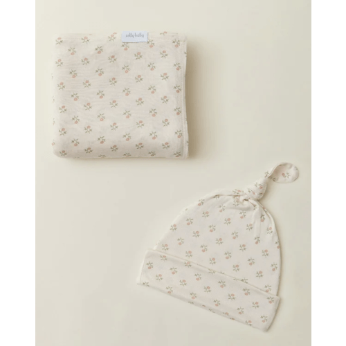 Blush Floret Swaddle + Hat Set