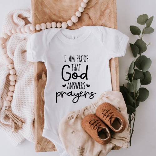 Proof That God Answers Prayers Baby Bodysuit, Little Answered Prayer, Baby Announcement, Pregnancy Announcement, Baby Reveal, Were Expecting
