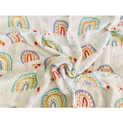 Organic Bamboo Rainbow Muslin Baby Swaddle Blanket