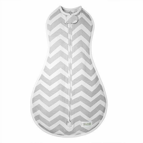 Woombie Original Baby Swaddling Blanket - Self-Soothing, Cotton Baby Swaddle with Zipper - Wearable Newborn Blanket, Sleepy Grey Chevron, 5-13 lbs
