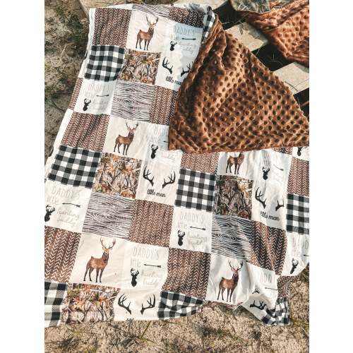 Patched Deer Minky Blanket