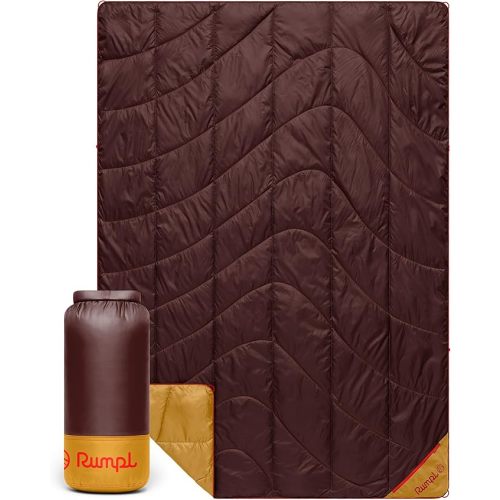 Rumpl Backcountry Puffy Blanket - Packing Comfort Into Uncomfortable Places, 100% Recycled Polyester Insulation, Lightweight, Packable, Water Resistant, 52" x 75", Redwood