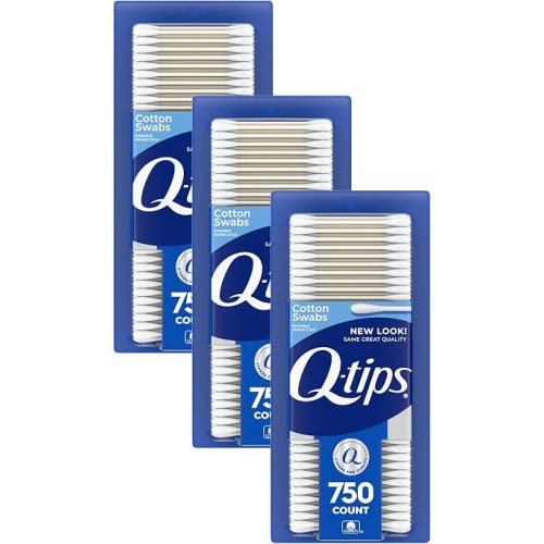 Q-tips Cotton Swabs for Hygiene and Beauty Care Original Cotton Swab Made with 100% Cotton 750 Count (Pack of 3)