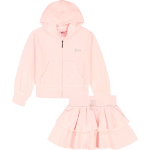 Juicy Couture Embellished Velour Hoodie & Ruffled Skirt Set | Nordstromrack