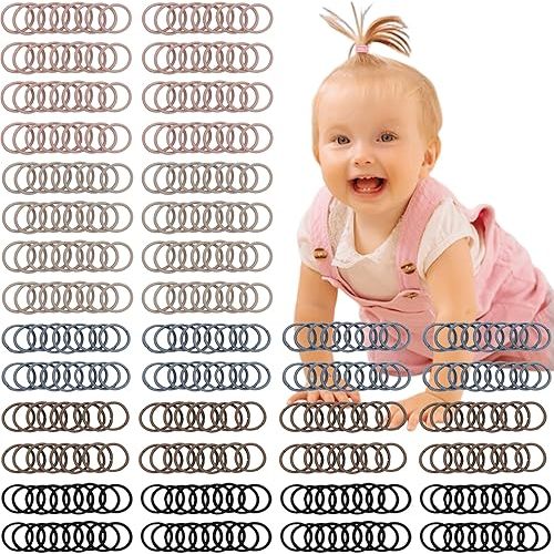 CÉLLOT 360PCS Brown Baby Hair Ties, 2cm in Diameter No Crease Finger Rubber Hair Elastics,Small Thin Hair Ponytail Holders Hair Accessories for Baby Girls Toddlers Kids